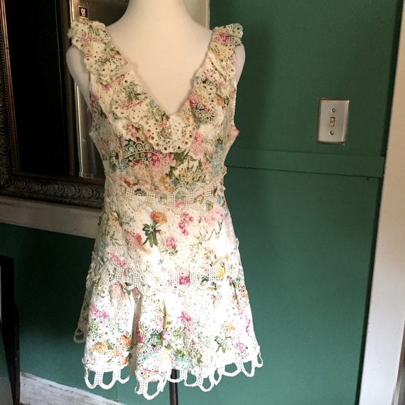 Just Me white floral ruffle lace dress M - Picture 2 of 14